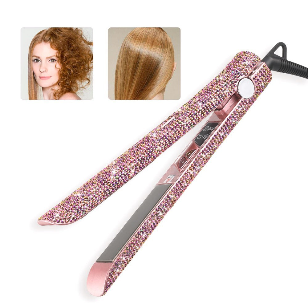 Professional Glitter Hair Flat Iron Titanium Plate Diamond Hair Straightener Crystal Hair Styling Hot Tools - Mubimart -  