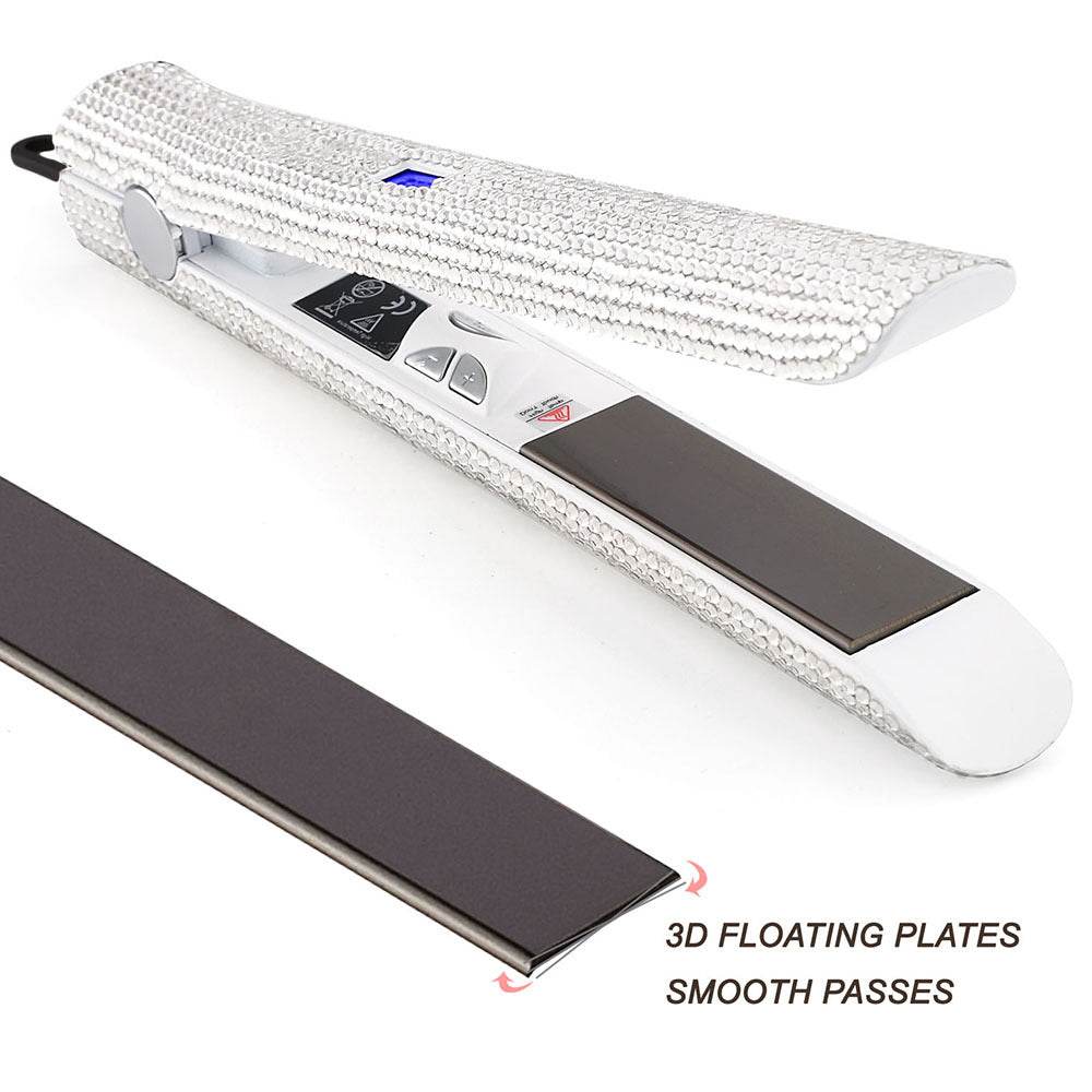 Professional Glitter Hair Flat Iron Titanium Plate Diamond Hair Straightener Crystal Hair Styling Hot Tools - Mubimart