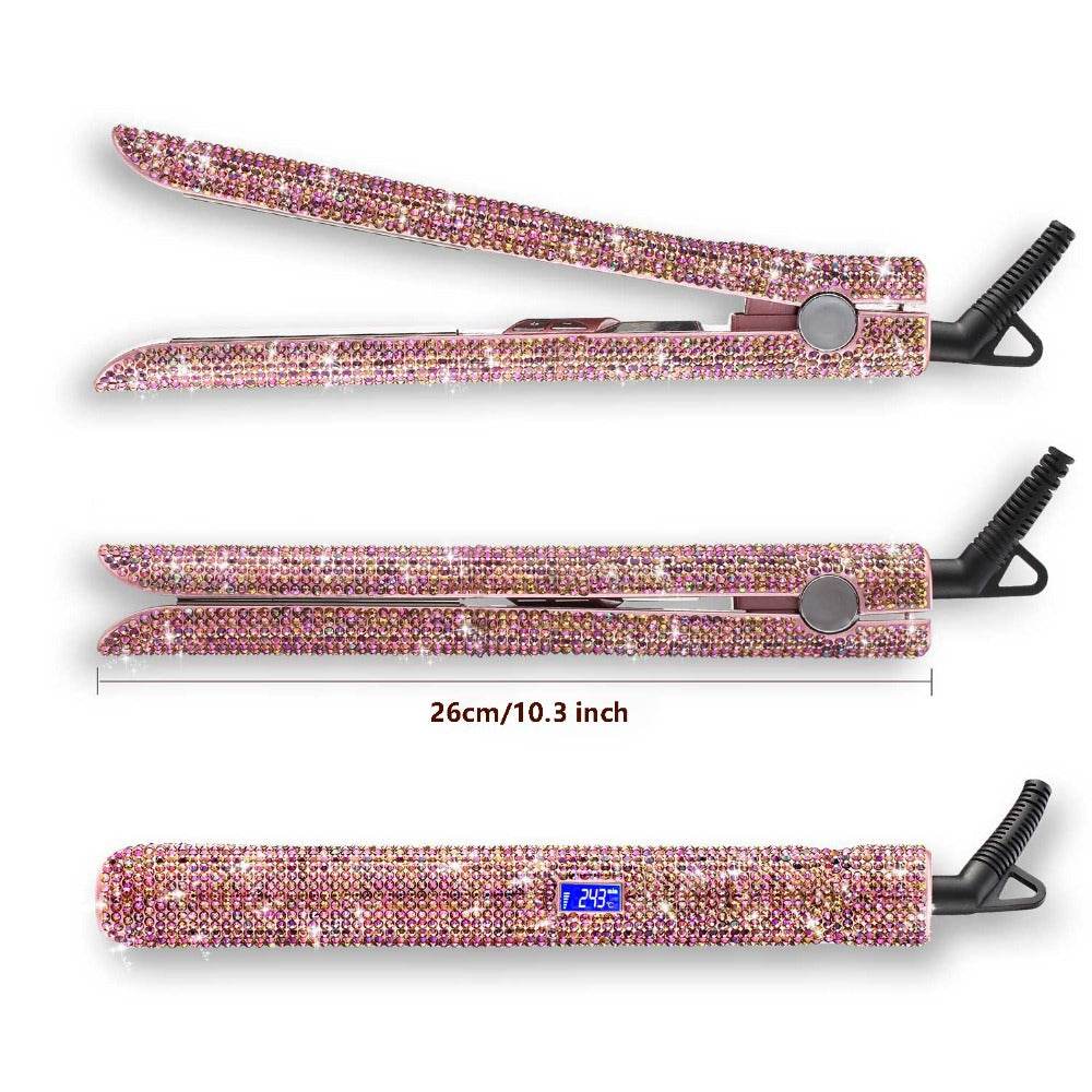 Professional Glitter Hair Flat Iron Titanium Plate Diamond Hair Straightener Crystal Hair Styling Hot Tools - Mubimart