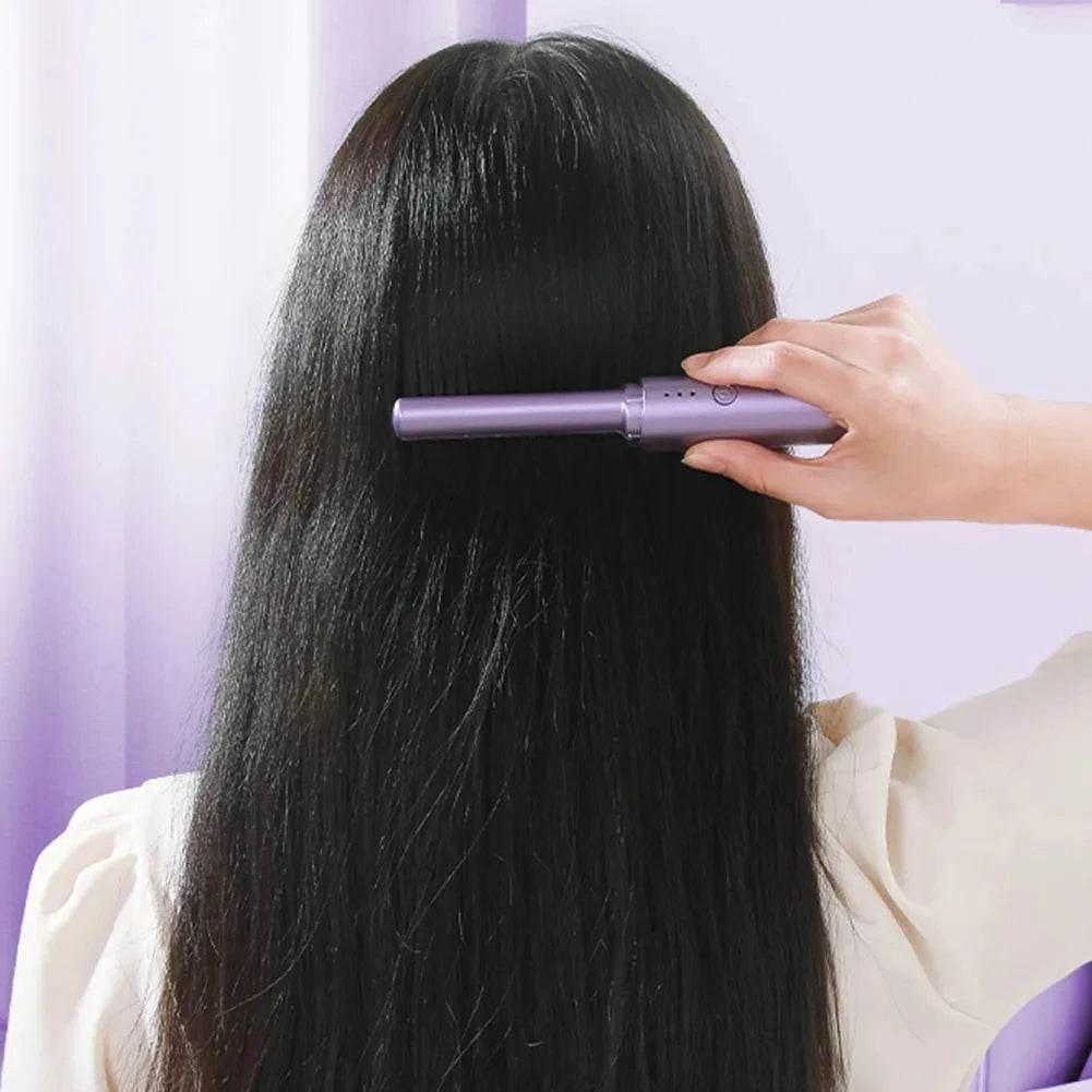 Professional Wireless Hair Straightener Curler Comb Fast Heating Negative Ion Straightening Curling Brush Hair Styling Tools - Mubimart