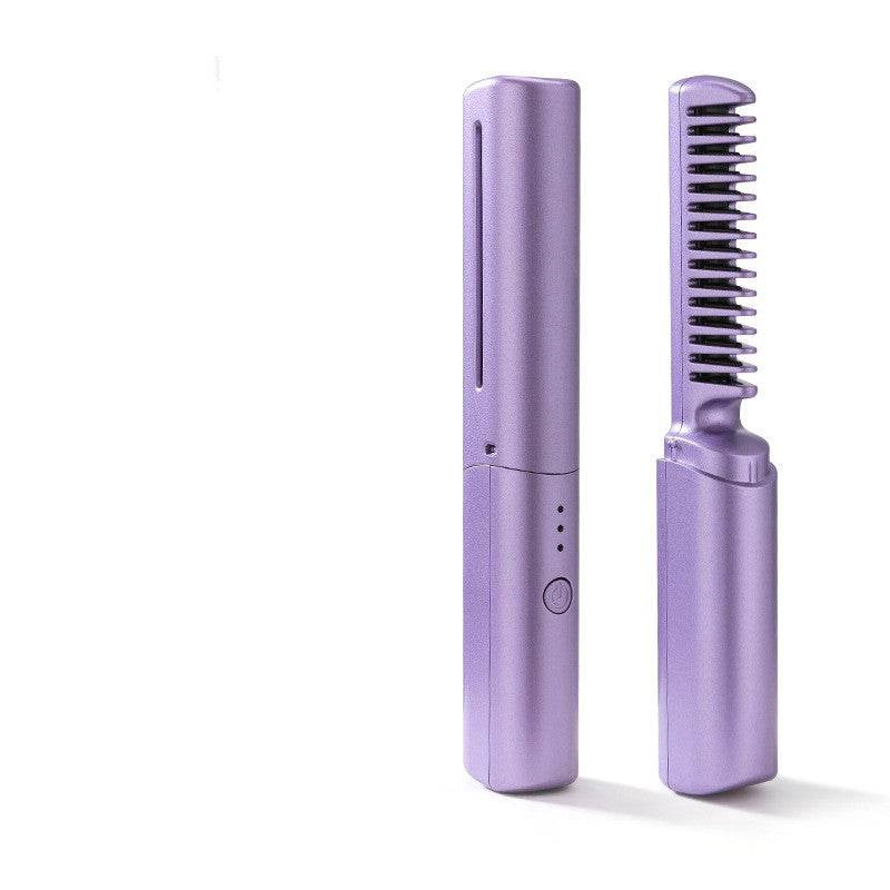 Professional Wireless Hair Straightener Curler Comb Fast Heating Negative Ion Straightening Curling Brush Hair Styling Tools - Mubimart