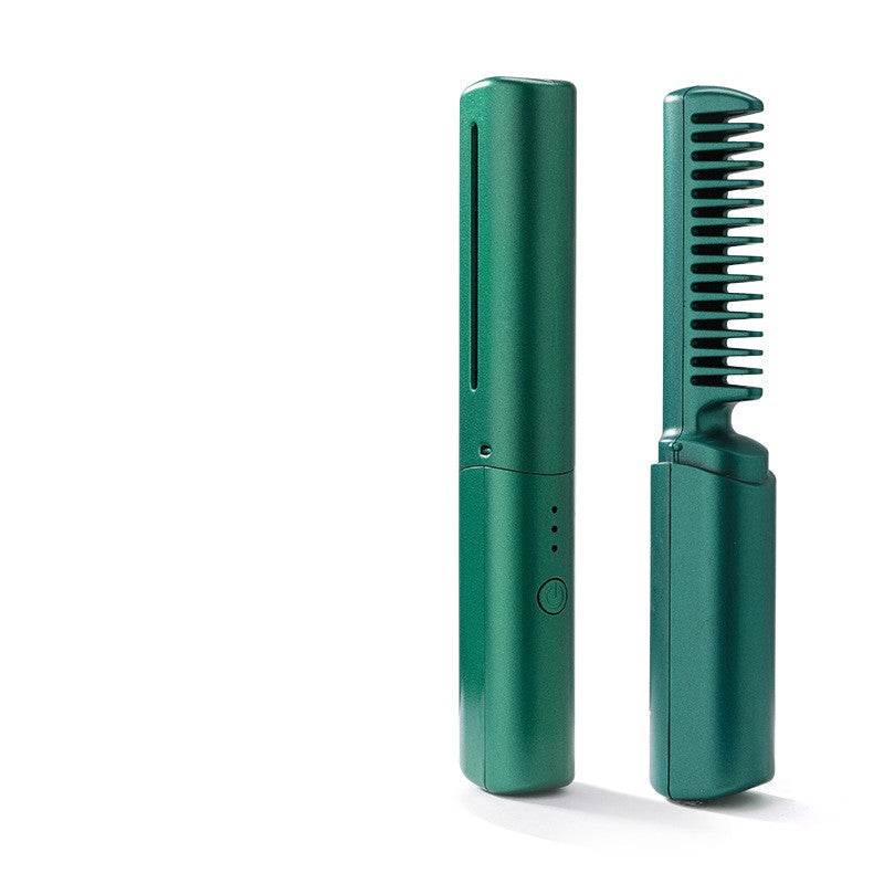 Professional Wireless Hair Straightener Curler Comb Fast Heating Negative Ion Straightening Curling Brush Hair Styling Tools - Mubimart