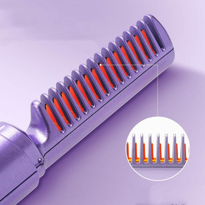 Professional Wireless Hair Straightener Curler Comb Fast Heating Negative Ion Straightening Curling Brush Hair Styling Tools - Mubimart