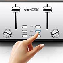 Prohibit Shelves In The Amazon. Toaster 4 Slice, Geek Chef Stainless Steel Extra-Wide Slot Toaster With Dual Control Panels Of Bagel,Defrost,Cancel Function,Ban Amazon - Mubimart