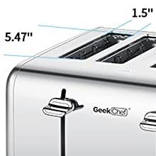 Prohibit Shelves In The Amazon. Toaster 4 Slice, Geek Chef Stainless Steel Extra-Wide Slot Toaster With Dual Control Panels Of Bagel,Defrost,Cancel Function,Ban Amazon - Mubimart