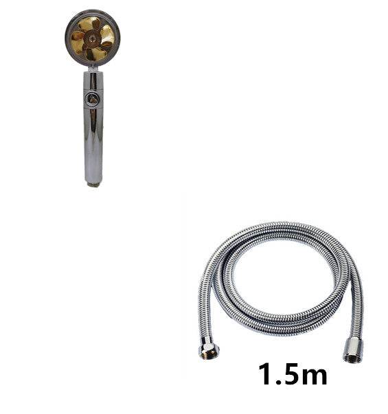 Propeller Driven Shower Head With Stop Button And Cotton Filter Turbocharged High Pressure Handheld Shower Nozzle - Mubimart
