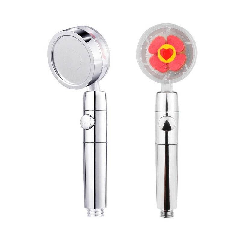 Propeller Driven Shower Head With Stop Button And Cotton Filter Turbocharged High Pressure Handheld Shower Nozzle - Mubimart