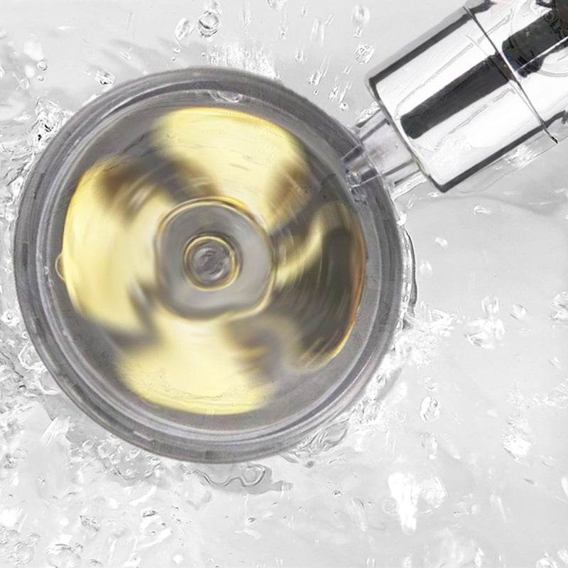 Propeller Driven Shower Head With Stop Button And Cotton Filter Turbocharged High Pressure Handheld Shower Nozzle - Mubimart