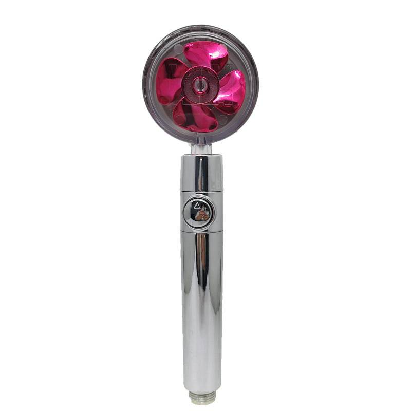 Propeller Driven Shower Head With Stop Button And Cotton Filter Turbocharged High Pressure Handheld Shower Nozzle - Mubimart