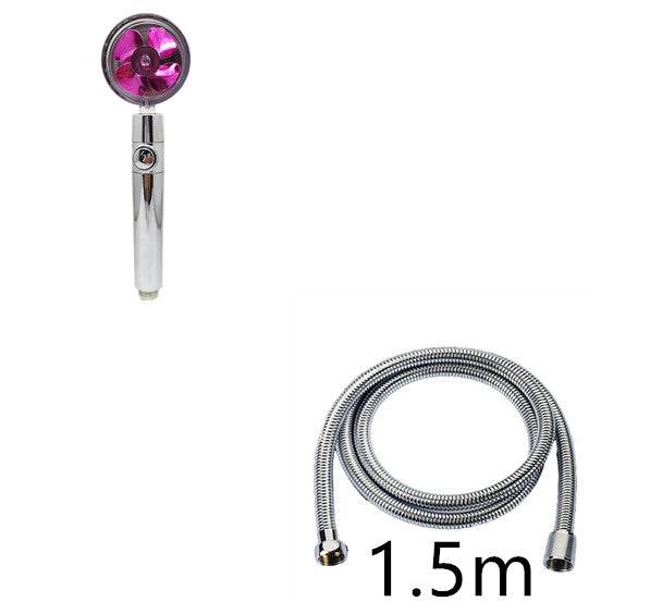 Propeller Driven Shower Head With Stop Button And Cotton Filter Turbocharged High Pressure Handheld Shower Nozzle - Mubimart