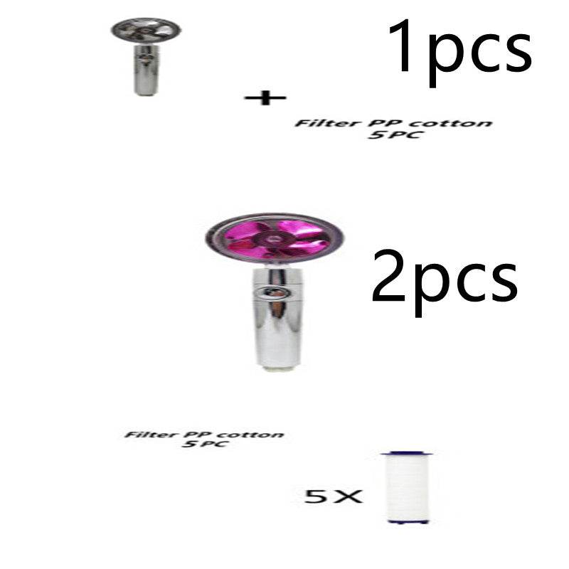 Propeller Driven Shower Head With Stop Button And Cotton Filter Turbocharged High Pressure Handheld Shower Nozzle - Mubimart
