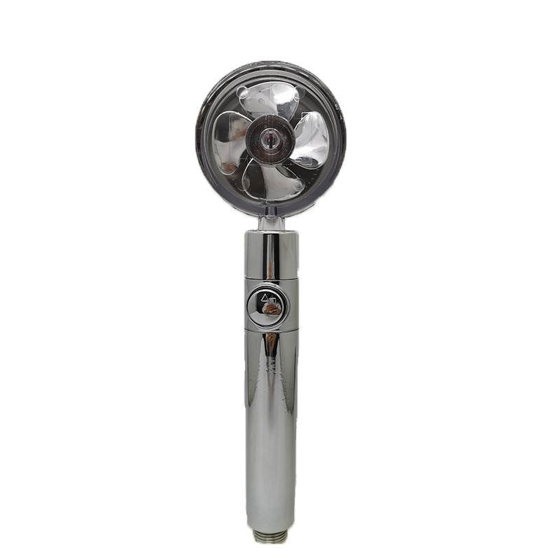 Propeller Driven Shower Head With Stop Button And Cotton Filter Turbocharged High Pressure Handheld Shower Nozzle - Mubimart