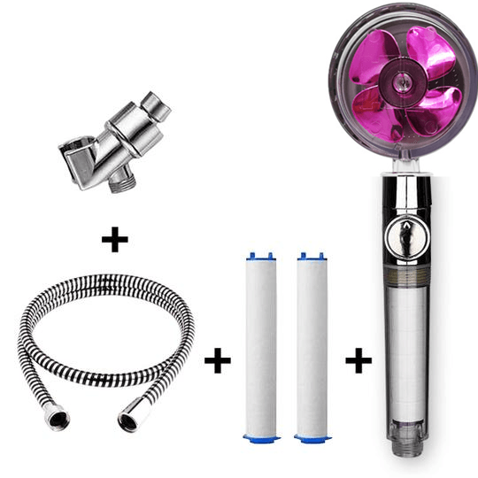 Propeller Driven Shower Head With Stop Button And Cotton Filter Turbocharged High Pressure Handheld Shower Nozzle - Mubimart