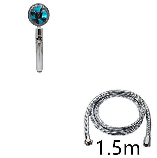 Propeller Driven Shower Head With Stop Button And Cotton Filter Turbocharged High Pressure Handheld Shower Nozzle - Mubimart