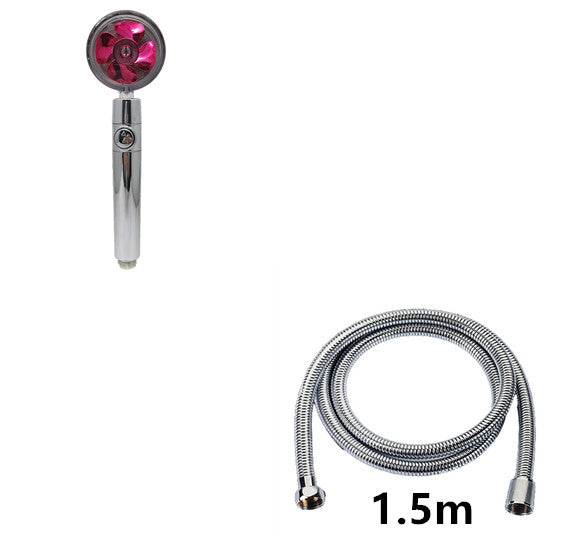 Propeller Driven Shower Head With Stop Button And Cotton Filter Turbocharged High Pressure Handheld Shower Nozzle - Mubimart