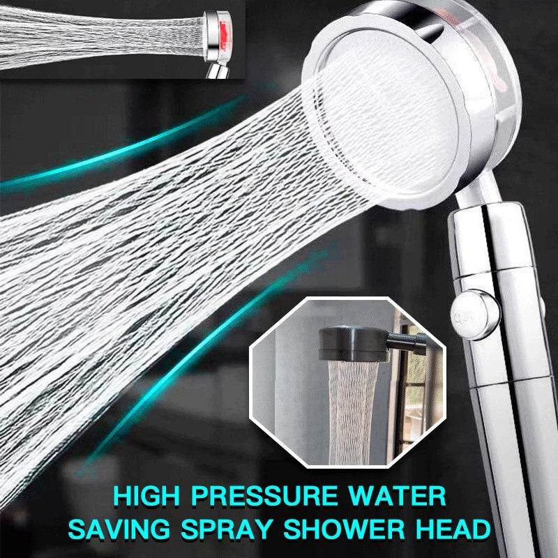 Propeller Driven Shower Head With Stop Button And Cotton Filter Turbocharged High Pressure Handheld Shower Nozzle - Mubimart