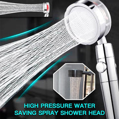 Propeller Driven Shower Head With Stop Button And Cotton Filter Turbocharged High Pressure Handheld Shower Nozzle - Mubimart - Shower Head 