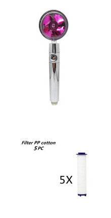 Propeller Driven Shower Head With Stop Button And Cotton Filter Turbocharged High Pressure Handheld Shower Nozzle - Mubimart