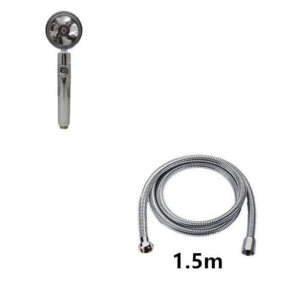 Propeller Driven Shower Head With Stop Button And Cotton Filter Turbocharged High Pressure Handheld Shower Nozzle - Mubimart