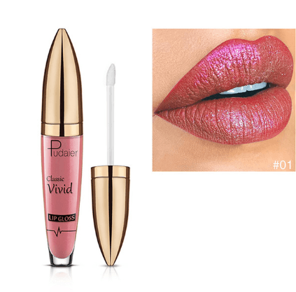 Pudaier matte pearlescent lip gloss non-stick cup diamond lip gloss - Mubimart