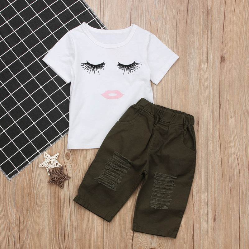 Pudcoco Girl Set 6M-4Y Kid Baby Girls Eyelash Tops T-shirt Pants Leggings Outfits Set Clothes - Mubimart