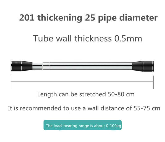 Punch-free Telescopic Rod Curtain Rod Bedroom Shower Curtain Rod Drying Rack Free Installation Support Rod Rising And Shrinking Clothes Rod - Mubimart