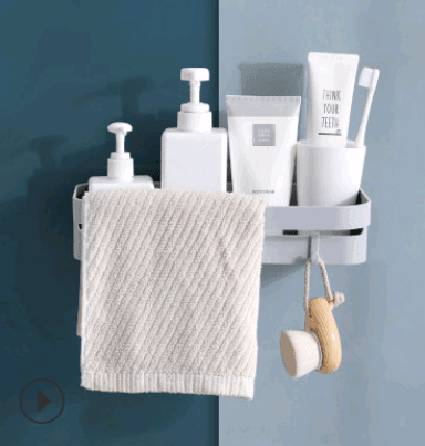 Punch-free bathroom shelf wall storage rack rectangular seamless bathroom shelf - Mubimart