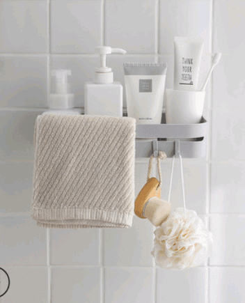 Punch-free bathroom shelf wall storage rack rectangular seamless bathroom shelf - Mubimart
