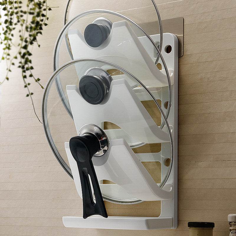 Punch-free three-layer pot rack - Mubimart