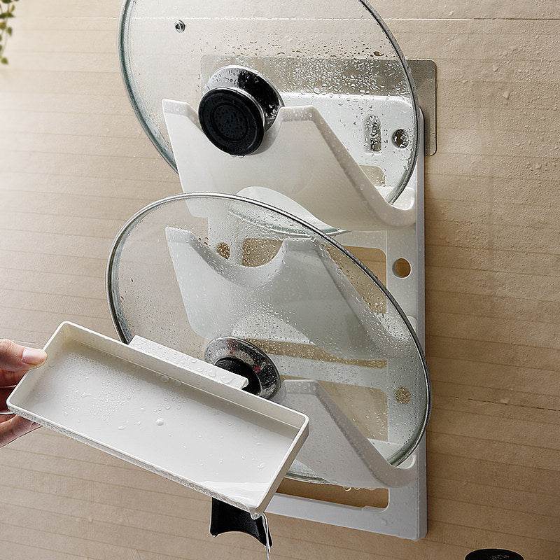 Punch-free three-layer pot rack - Mubimart