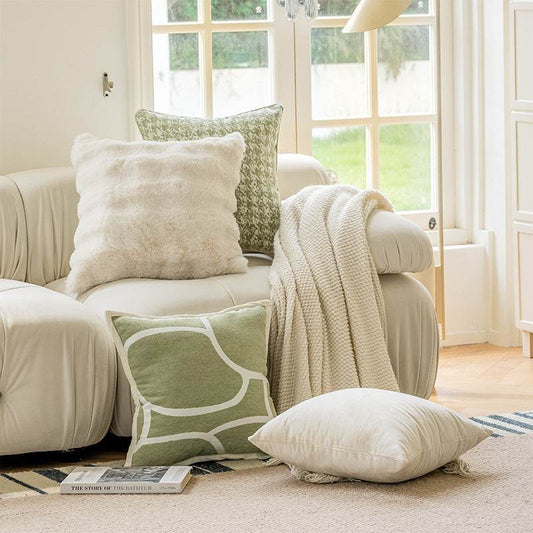 Pure Cotton Cream Style Sofa Pillow Cases Nordic Modern Minimalist Living Room Pillows - Mubimart