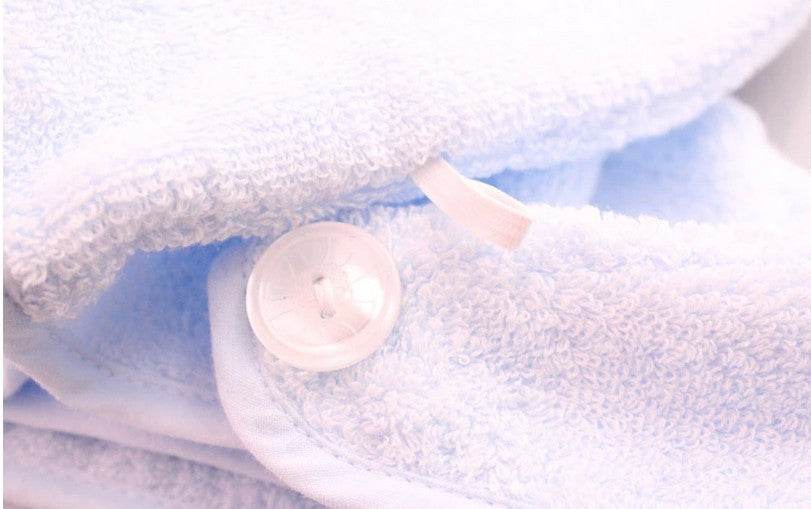 Pure Cotton Shower Cap Ladies Dry Hair Towel Soft Thick Absorbent Buckle Dry Hair Cap - Mubimart
