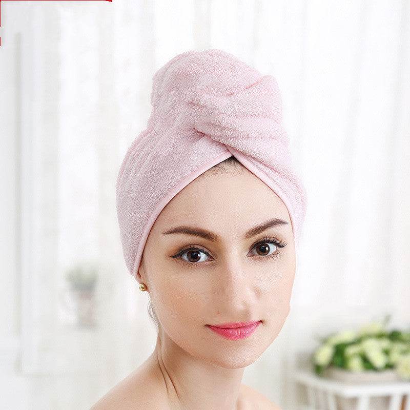 Pure Cotton Shower Cap Ladies Dry Hair Towel Soft Thick Absorbent Buckle Dry Hair Cap - Mubimart