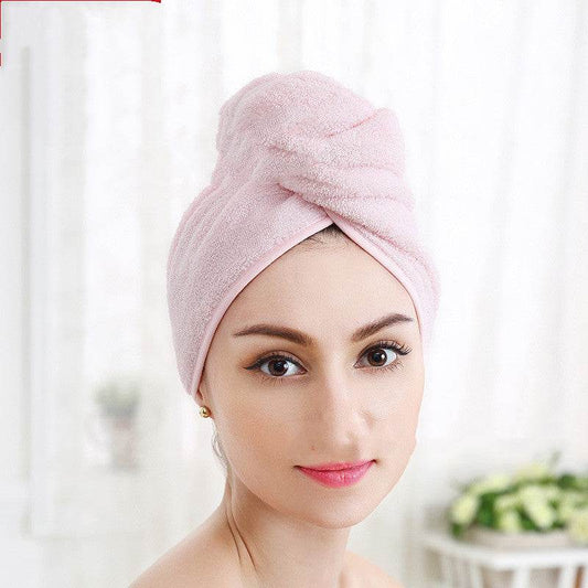 Pure Cotton Shower Cap Ladies Dry Hair Towel Soft Thick Absorbent Buckle Dry Hair Cap - Mubimart