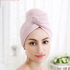 Pure Cotton Shower Cap Ladies Dry Hair Towel Soft Thick Absorbent Buckle Dry Hair Cap - Mubimart - Hair Towel 