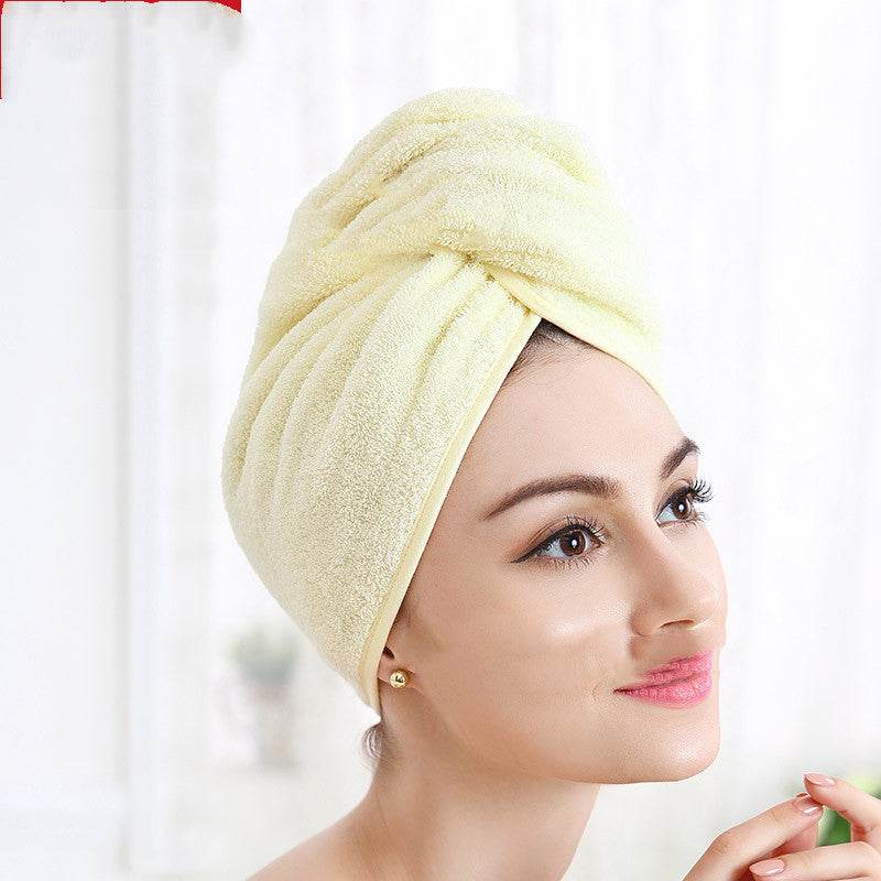 Pure Cotton Shower Cap Ladies Dry Hair Towel Soft Thick Absorbent Buckle Dry Hair Cap - Mubimart
