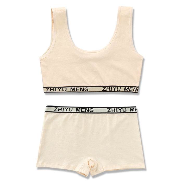 Pure Cotton Solid Color Underwear Set - Mubimart