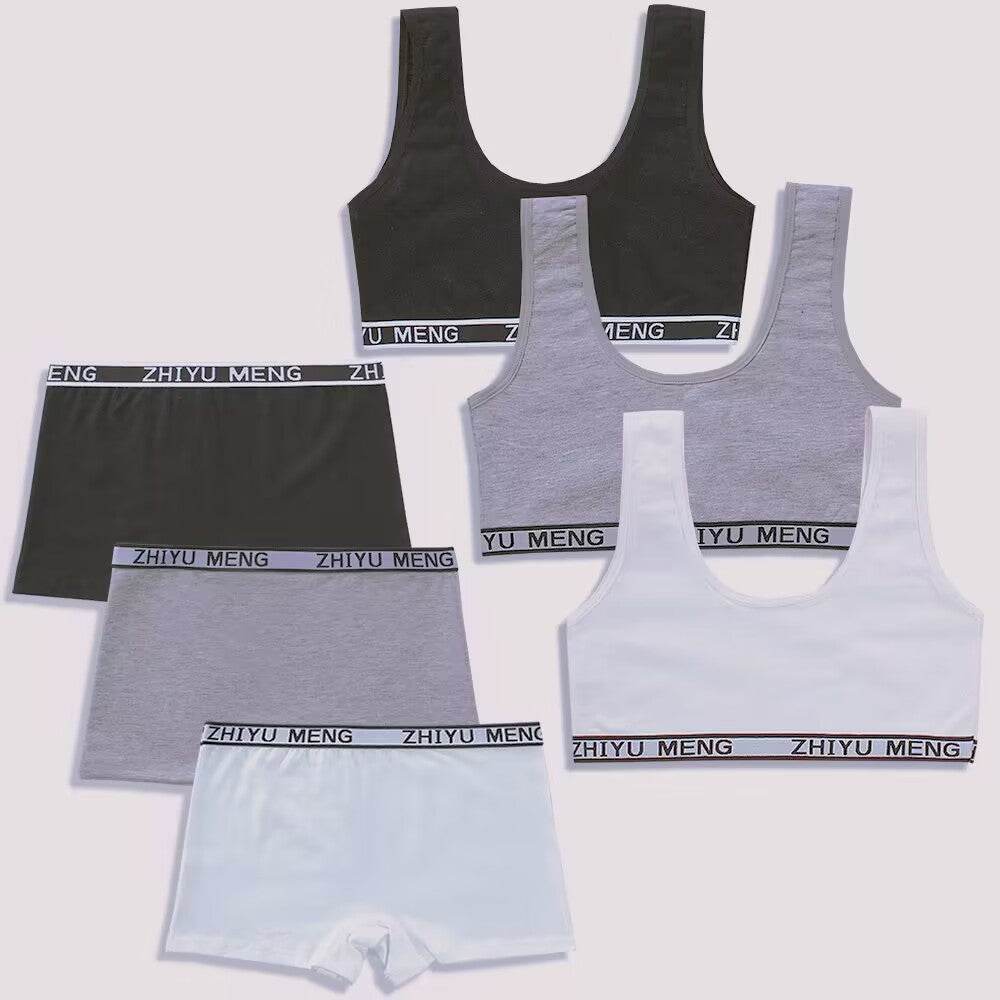 Pure Cotton Solid Color Underwear Set - Mubimart