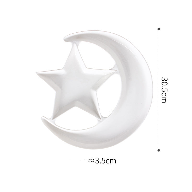 Pure White Ceramic Creative Star And Moon Dessert Plate - Mubimart -  