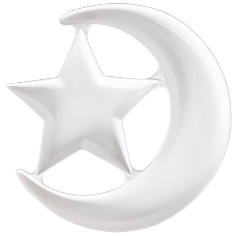 Pure White Ceramic Creative Star And Moon Dessert Plate - Mubimart