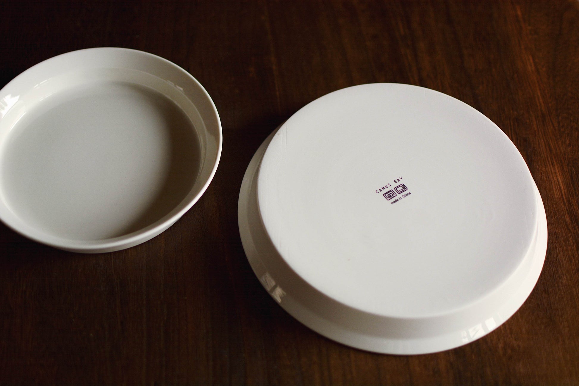 Pure White Folding Ceramic Disc Dinner Plate - Mubimart