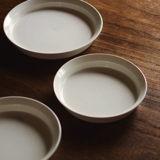 Pure White Folding Ceramic Disc Dinner Plate - Mubimart