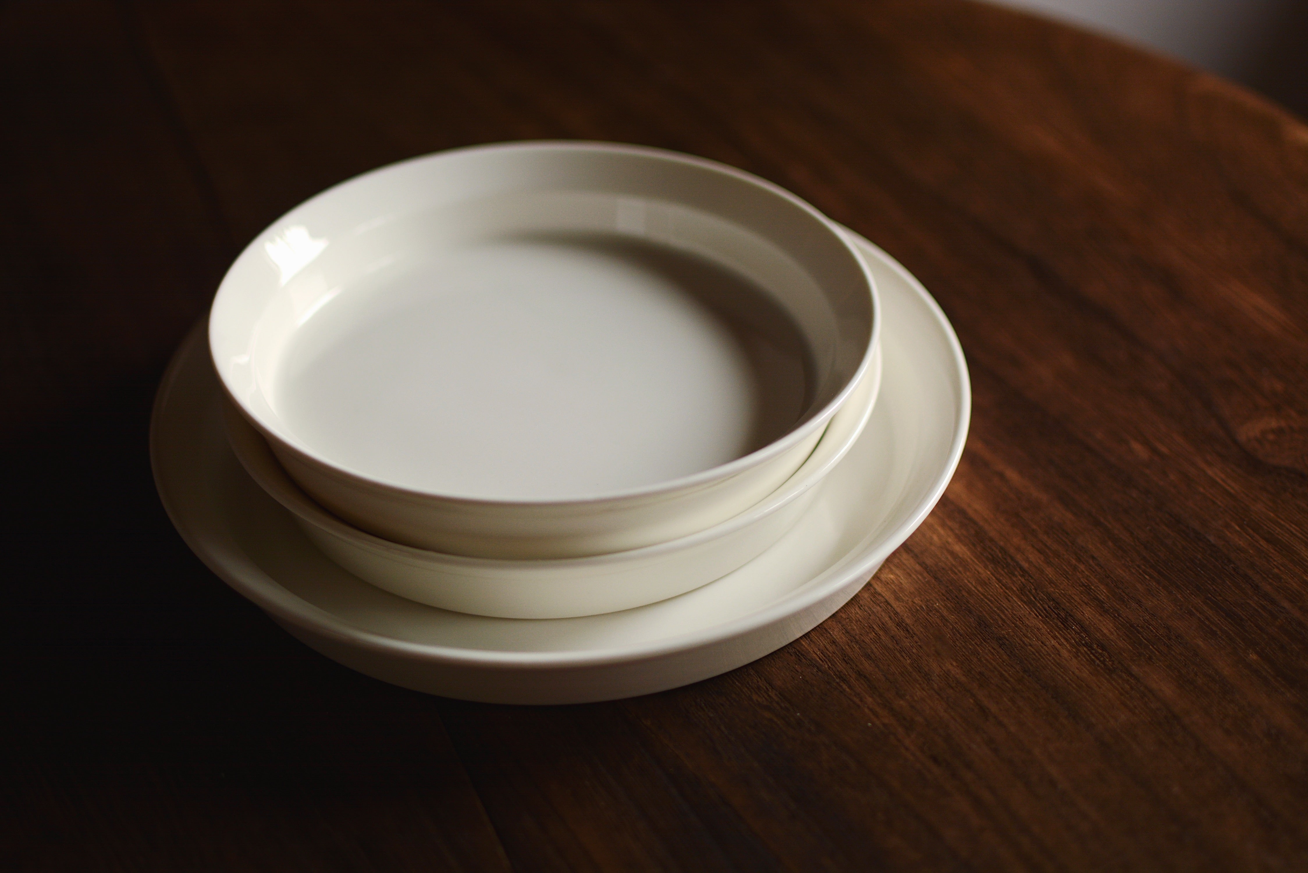 Pure White Folding Ceramic Disc Dinner Plate - Mubimart -  