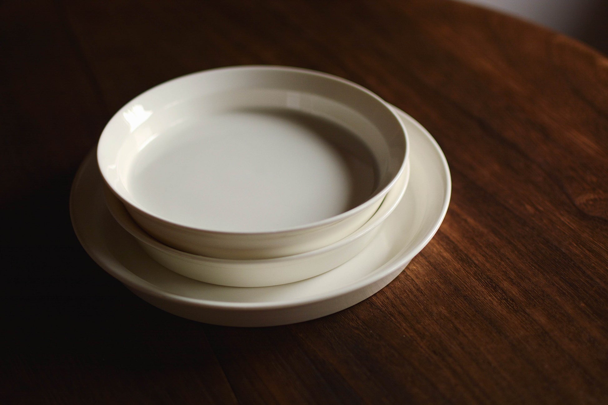 Pure White Folding Ceramic Disc Dinner Plate - Mubimart