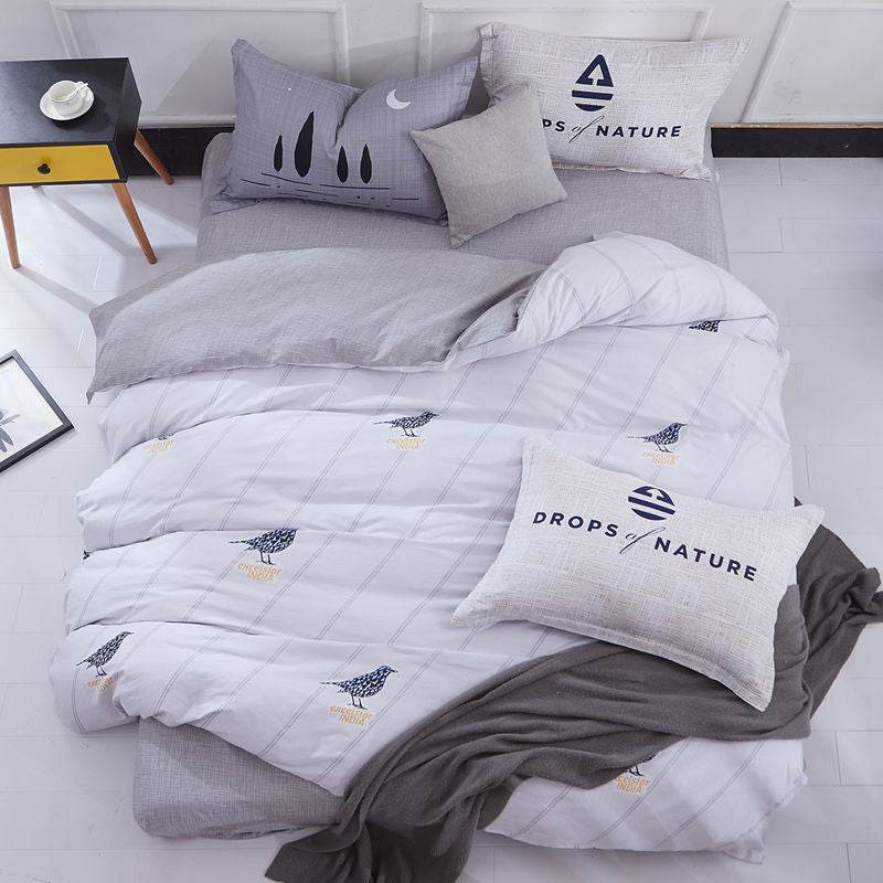 Pure cotton four-piece set cotton bed linen duvet cover single - Mubimart