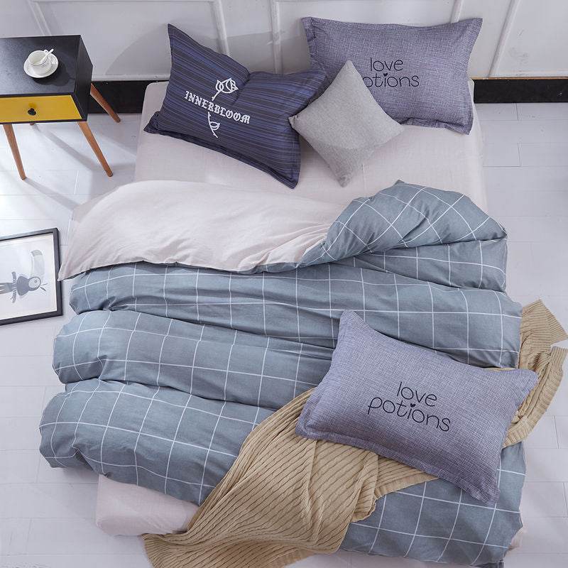 Pure cotton four-piece set cotton bed linen duvet cover single - Mubimart