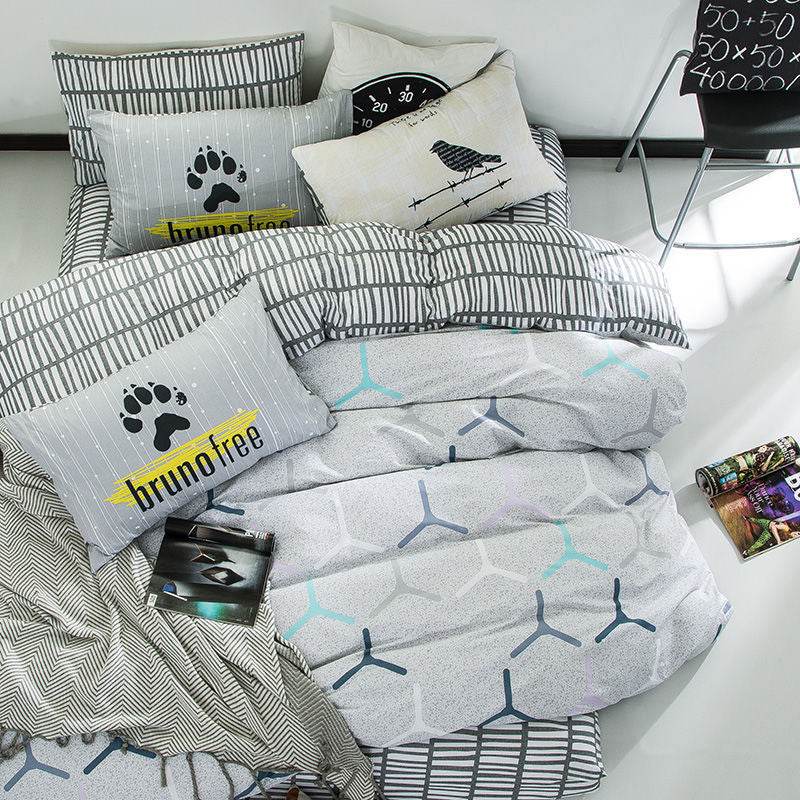 Pure cotton four-piece set cotton bed linen duvet cover single - Mubimart