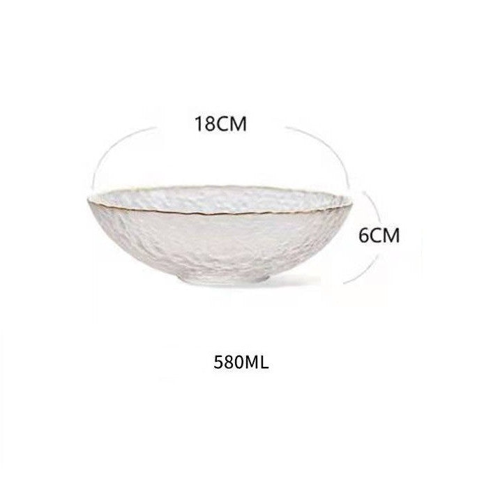 Quadrangle Glass Bowl Salad Bowl With Hammer Pattern In Gilt Edge - Mubimart -  