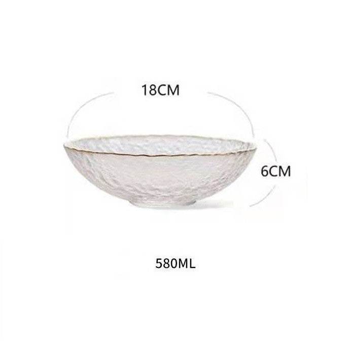 Quadrangle Glass Bowl Salad Bowl With Hammer Pattern In Gilt Edge - Mubimart