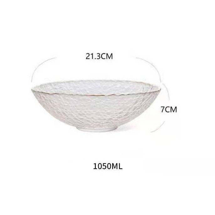 Quadrangle Glass Bowl Salad Bowl With Hammer Pattern In Gilt Edge - Mubimart